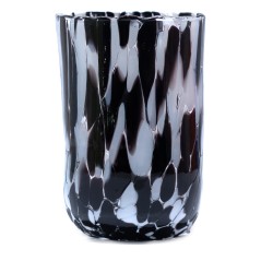 Bicchiere Goto Rotondo di Murano Nero Bianco