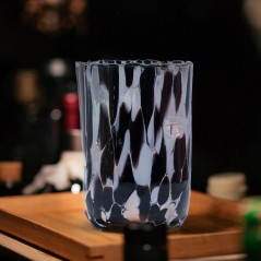 Bicchiere Goto Rotondo di Murano Nero Bianco